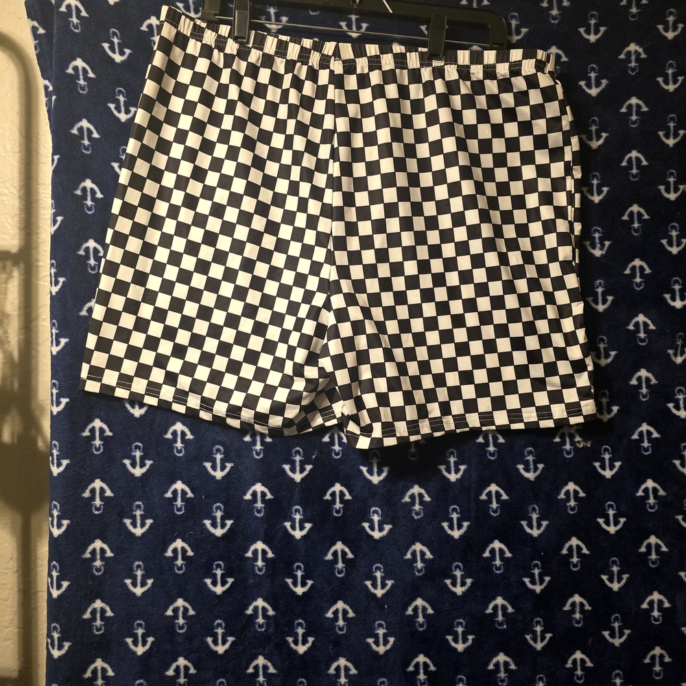 SHEIN Athletic Shorts Black Checkerboard Design